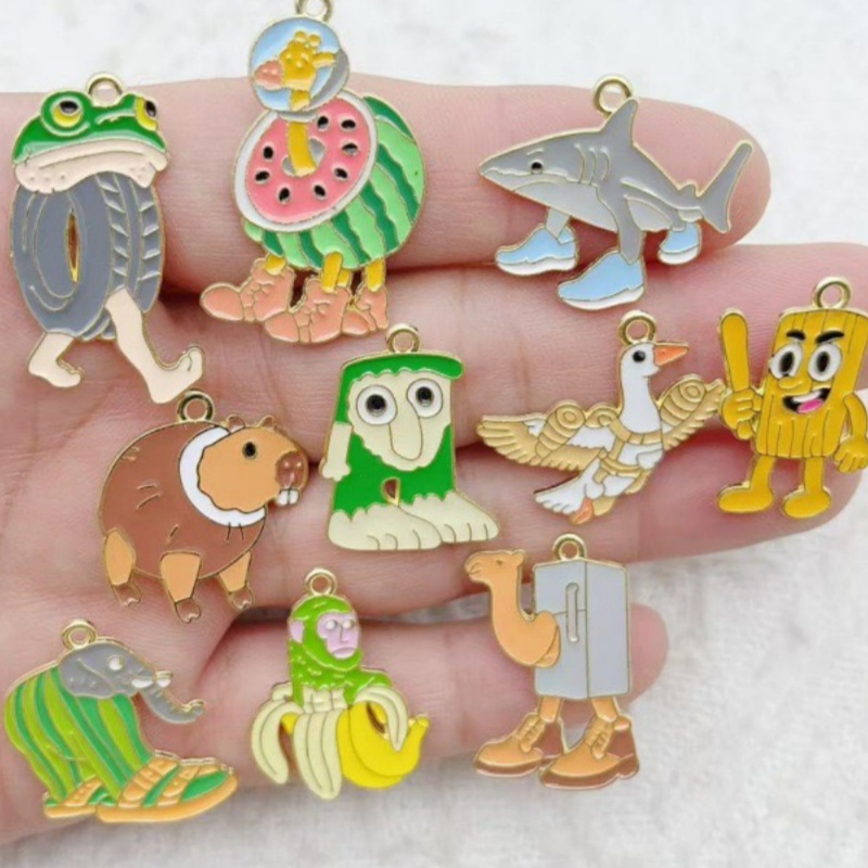 Men'S Accessories And Jewelry - 10 Stück Kreative Legierungs-Emaille-Schmuckanhänger, Monster, Lustig,