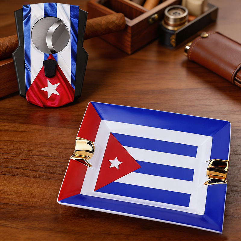 Cigar Cutter Set - Zigarren-Set mit kubanischer Flagge, Zigarrenschneider aus