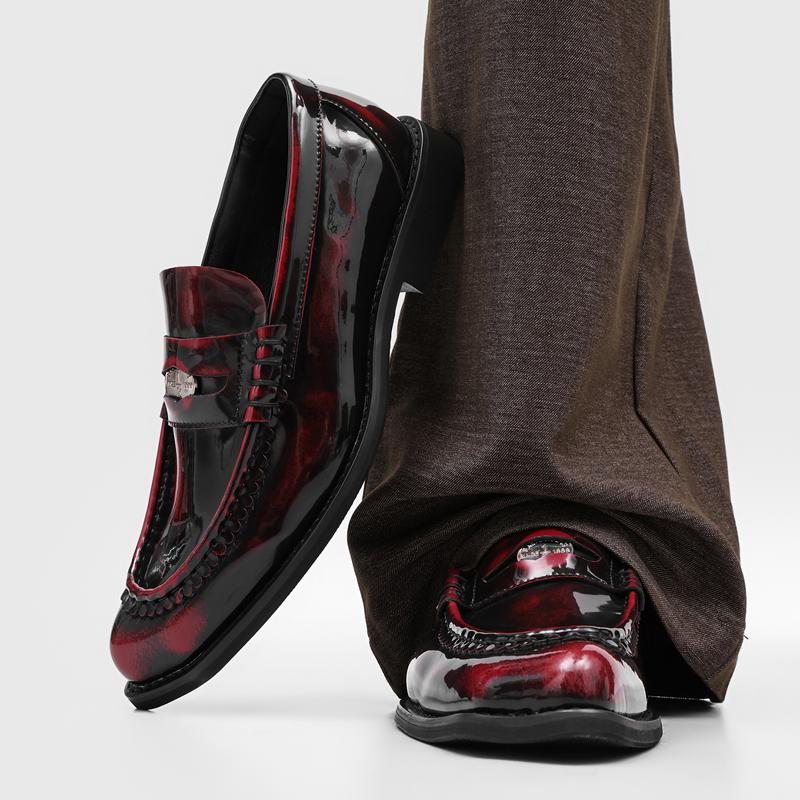 Men Accessories Style - Britischer Stil Herren Glänzende Farbverlauf-Loafer mit