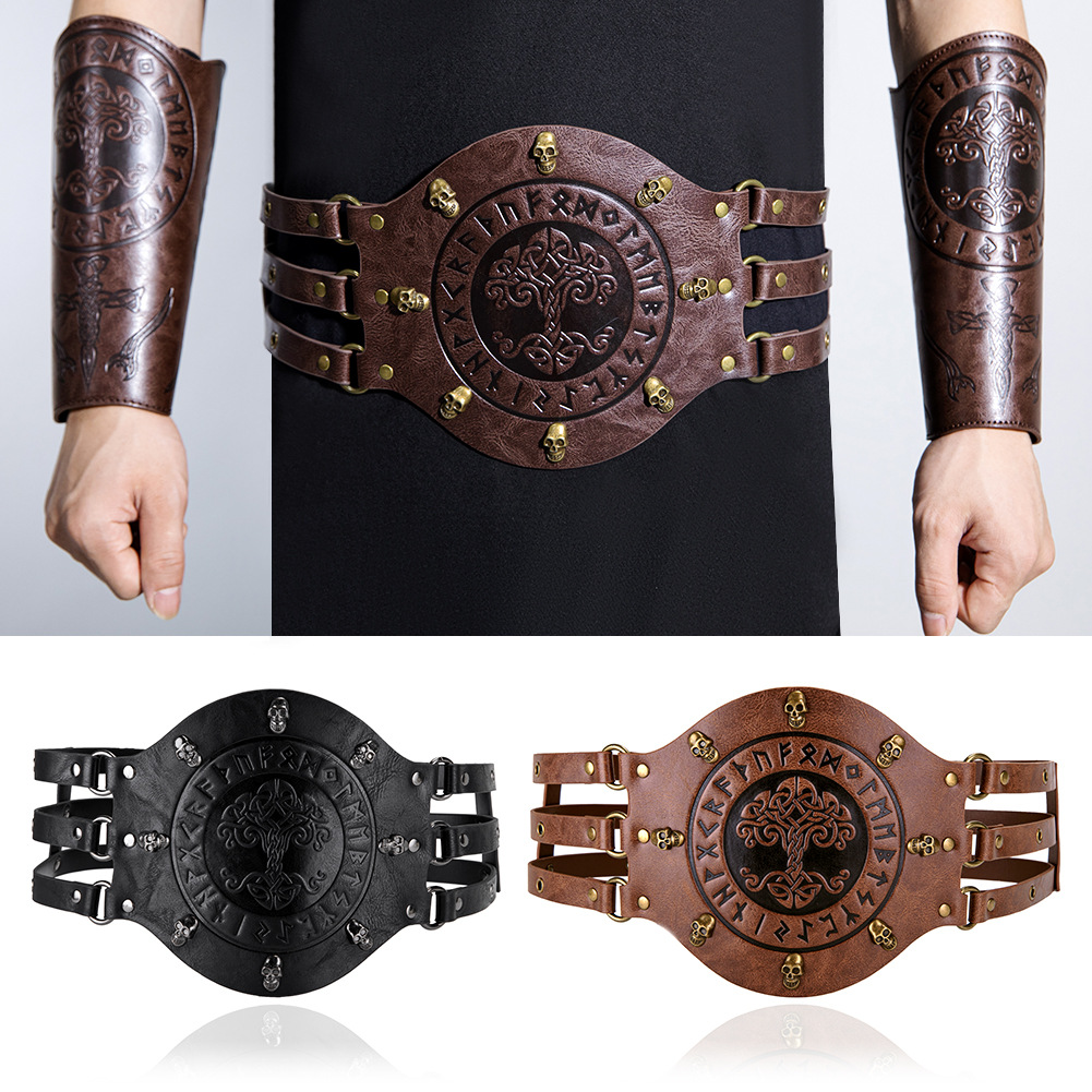 Men Accessories Style - Mittelalterlicher breiter Korsettgürtel, Wikinger-Piraten-Ritterkostüm, PU-Leder-Accessoire für
