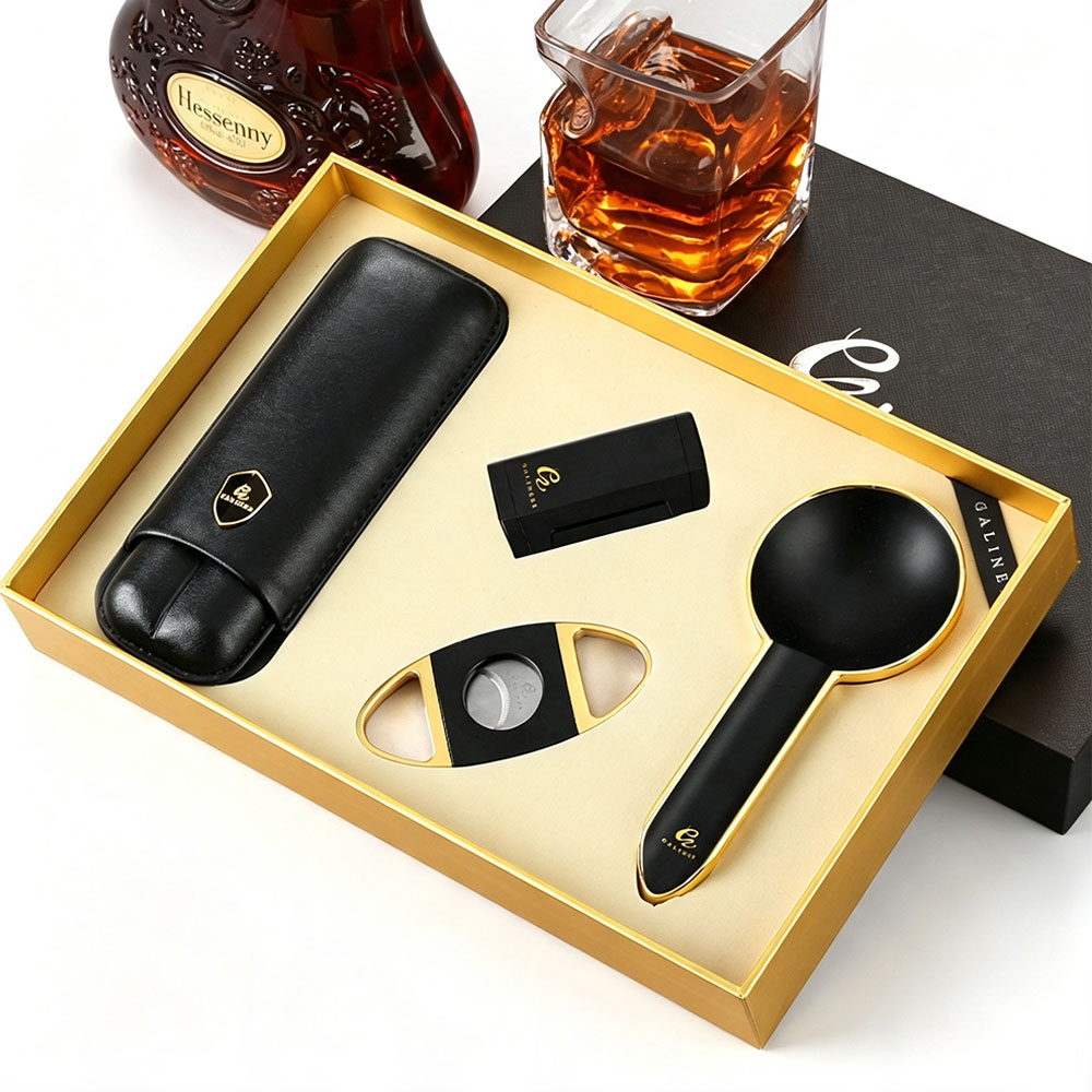Cigar Cutter Set - GALINER Zigarren-Rauchbecher-Set aus Metall, Butangas-Feuerzeug, Zigarre-Guillotine-Schneider,
