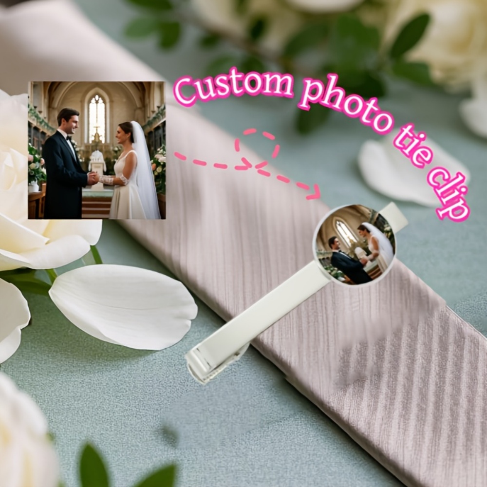 Men Accessories For Wedding - Krawattenklammer mit individuellem Fotogravur-Text, personalisierte Krawattenspange,
