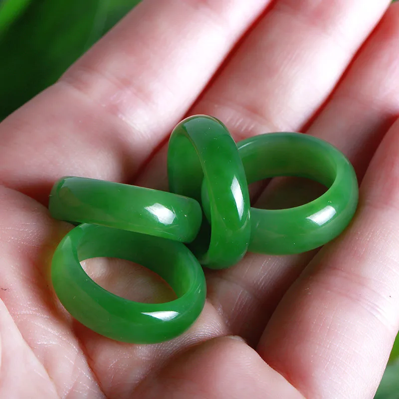 Men Accessories Hand - Natürliche Grün Hetian Jade Ring Chinesischen