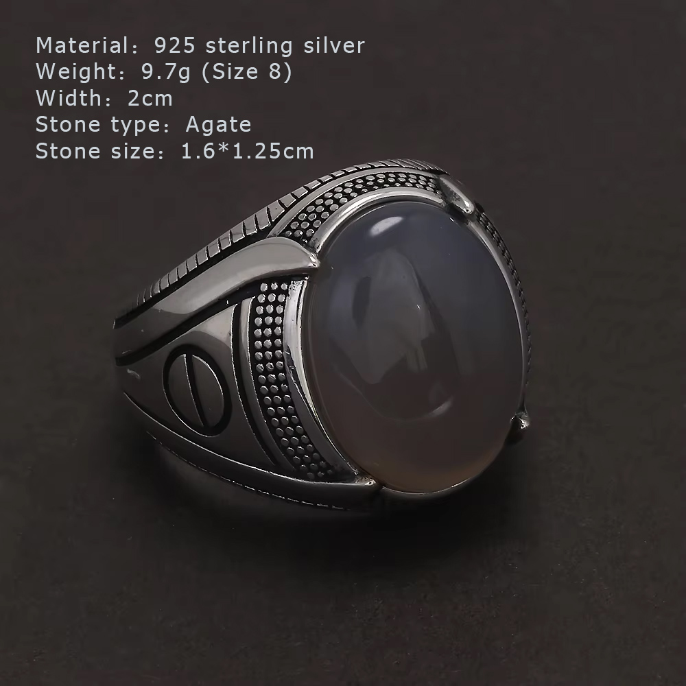 S925 Sterling Silber Achat Sie – Signet Ring Men Bewertung und Preis